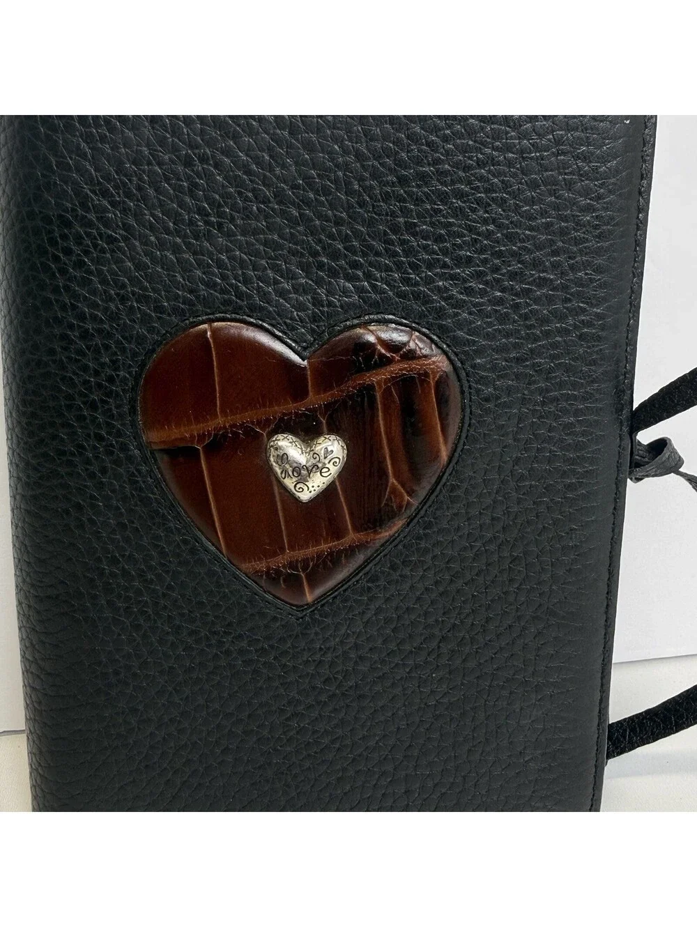 Brighton Leather Bi-Fold Wallet Checkbook Note Pad Large Organizer Planner Heart